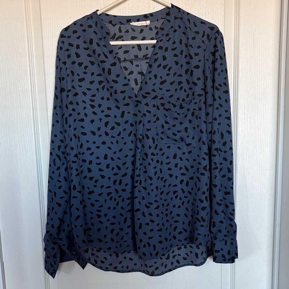 Lush Navy and Black Print Blouse